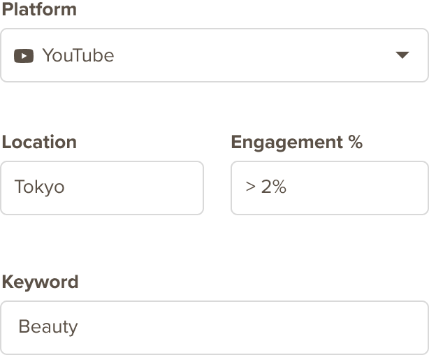 youtube influencer search filters